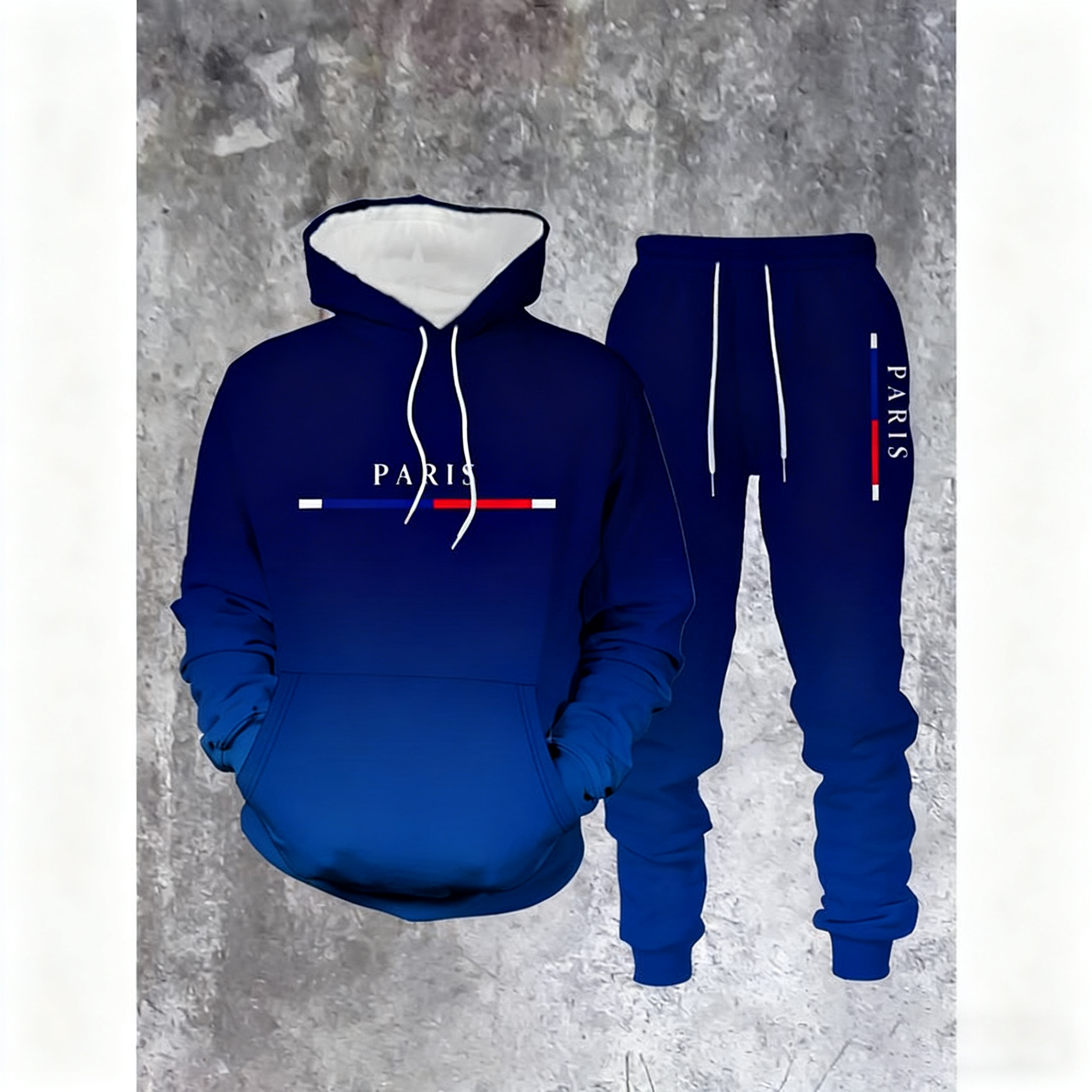 Men’s Black & Red Gradient Hoodie and Pants Set