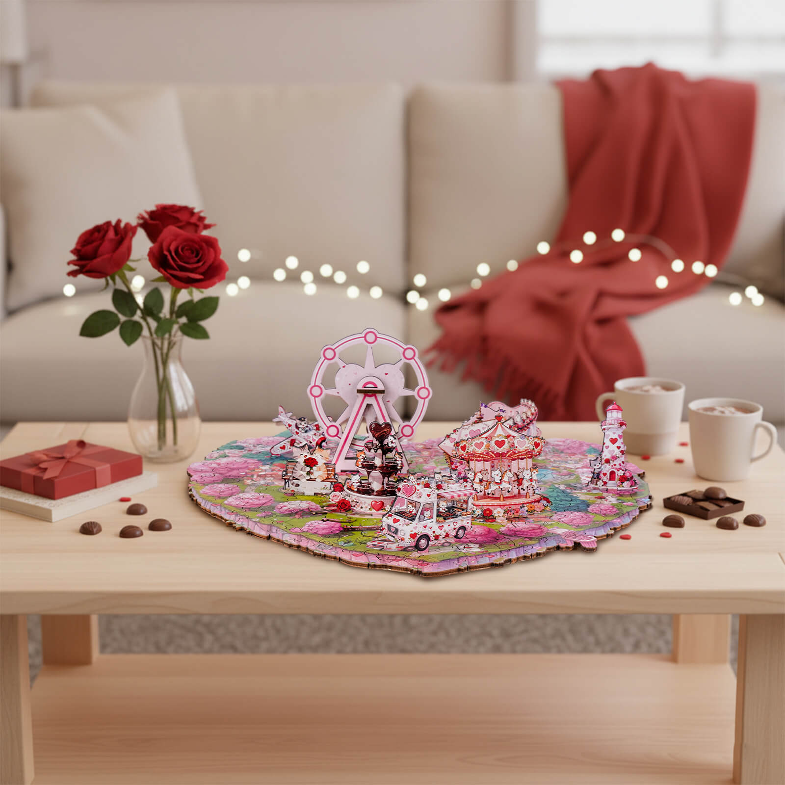 Valentine Kittyland Wooden Jigsaw Puzzle