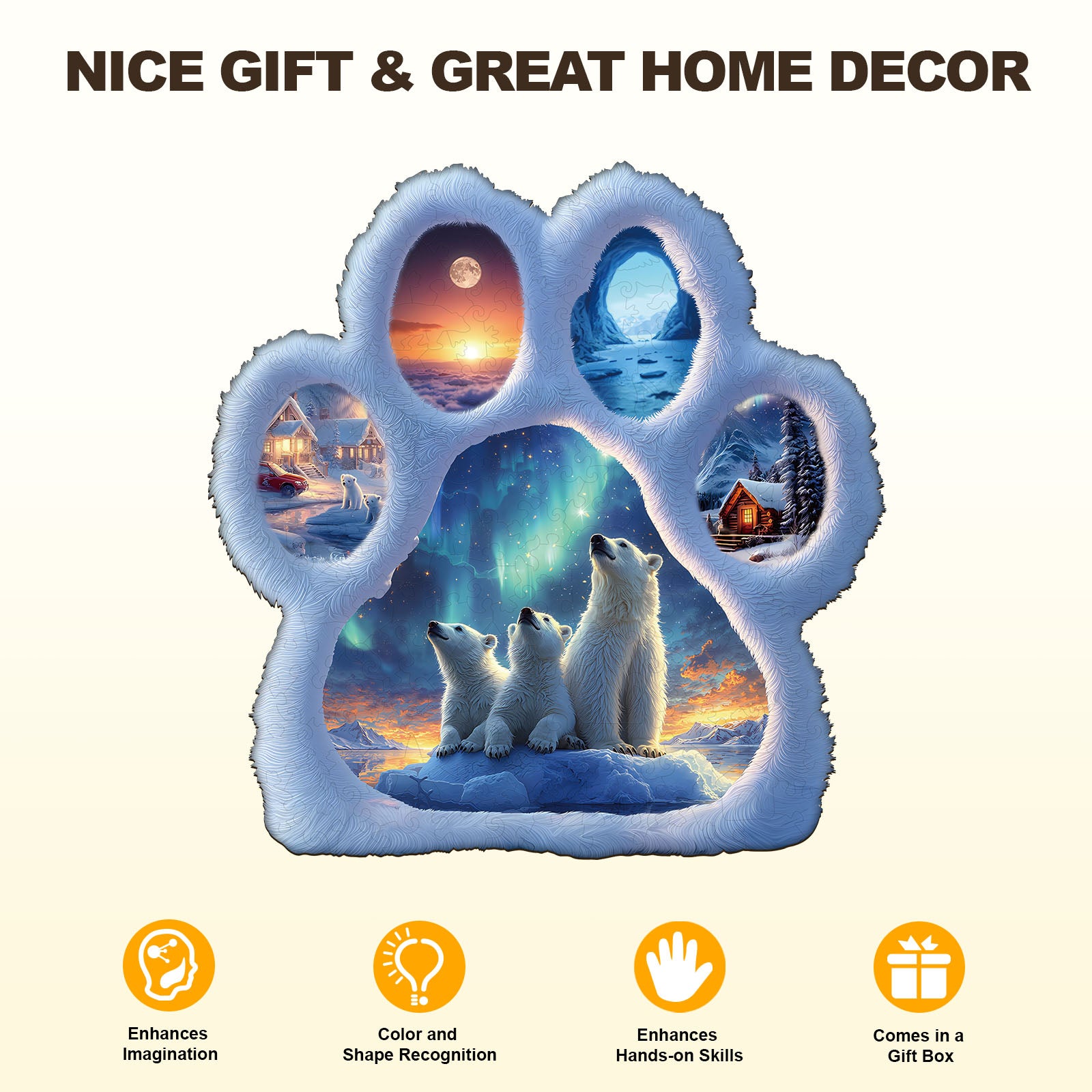 Polar bear tracks  Wooden Jigsaw Puzzle