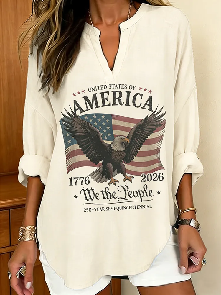 We The People America 250th Anniversary V-Neck Top