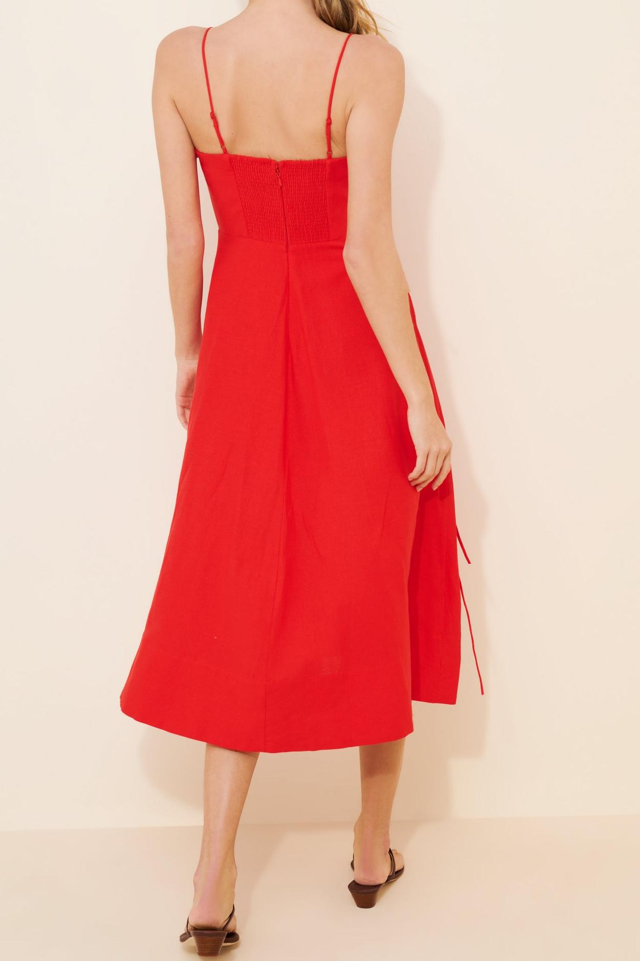 Garden Linen Blend Sleeveless Midi Dress