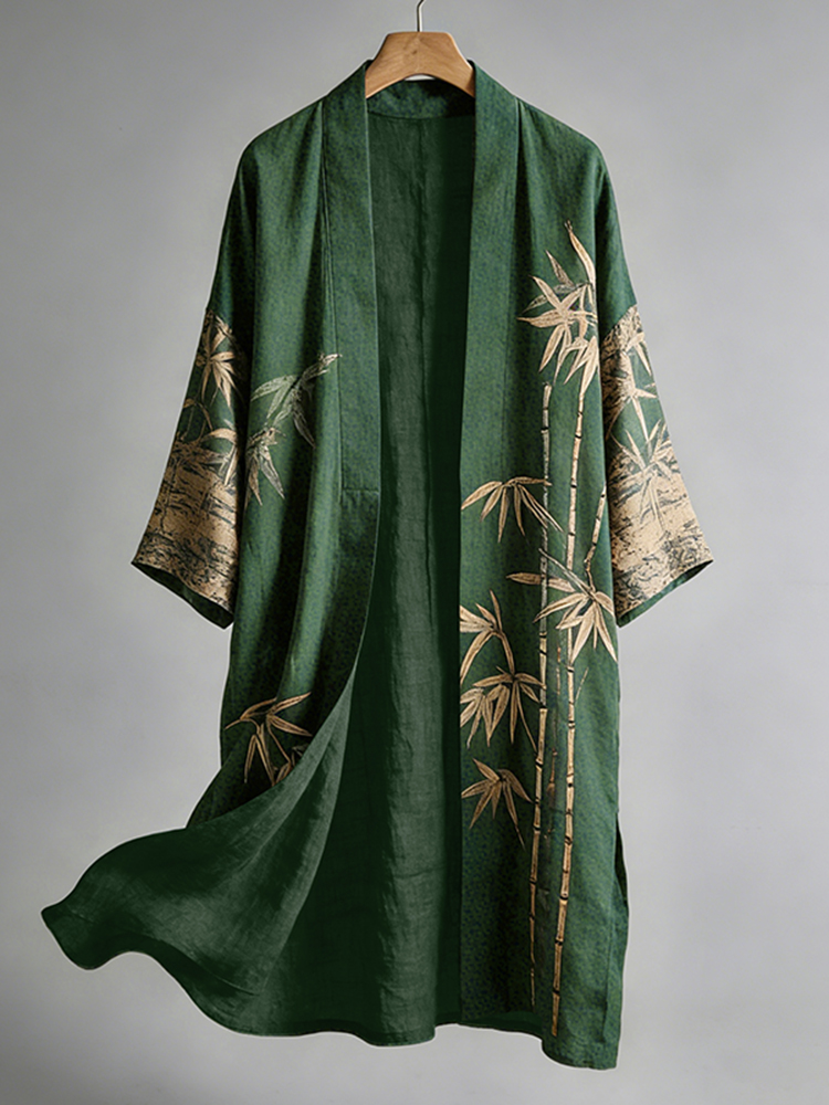Japanese Bamboo Art Linen Blend Kimono