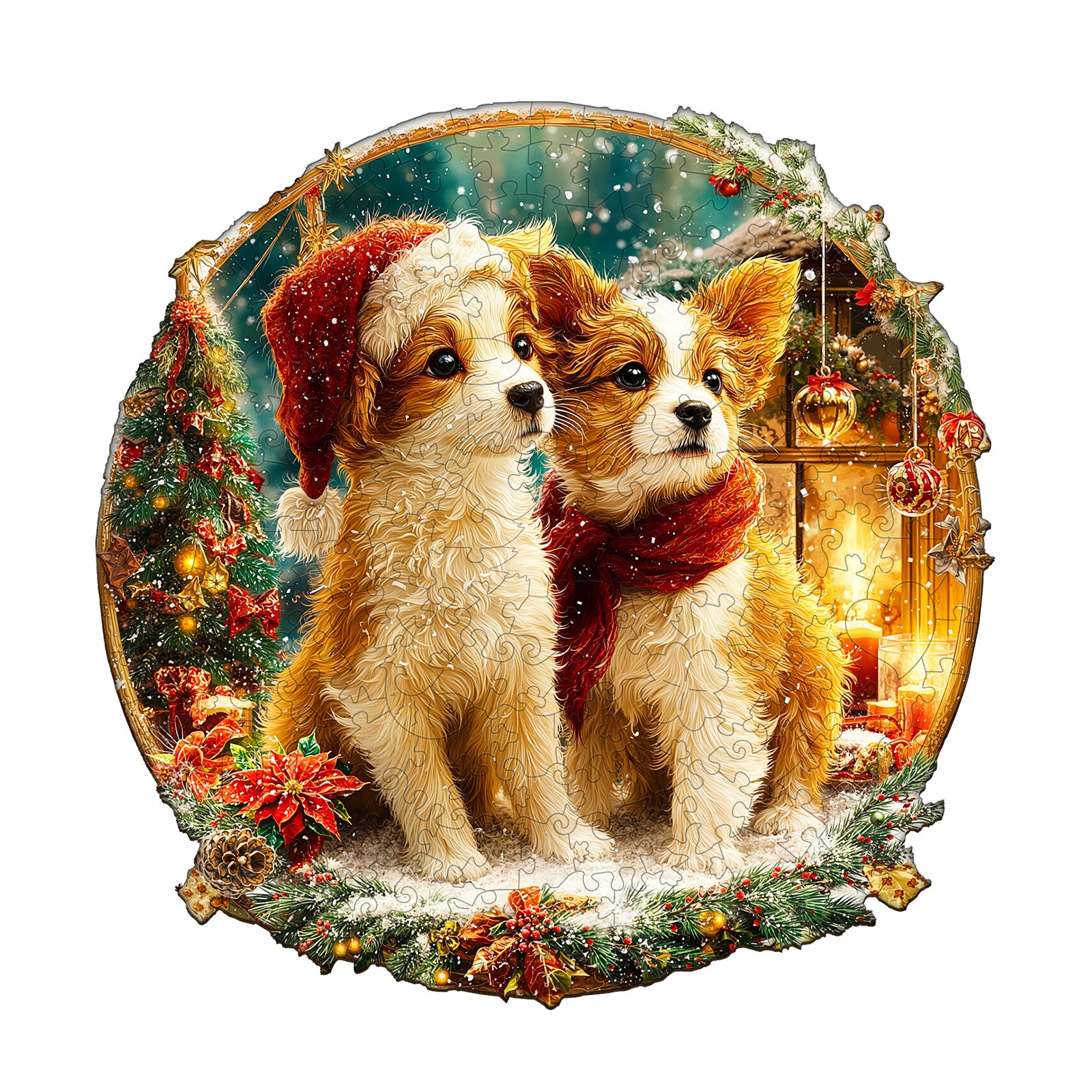 Christmas Puppy Mix Wooden Jigsaw Puzzle