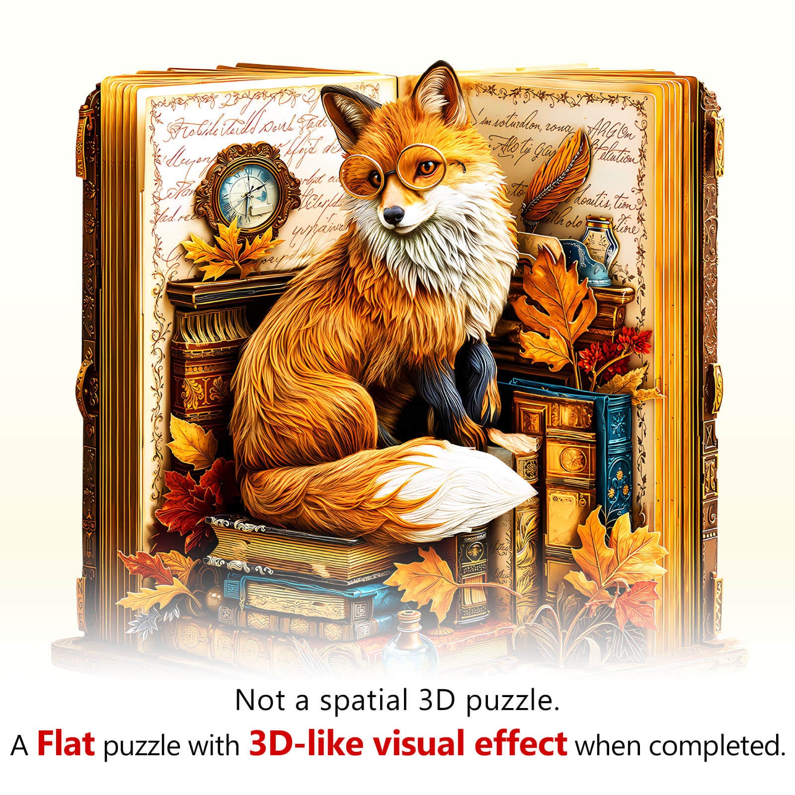 Book Fox Wooden Jigsaw Puzzle