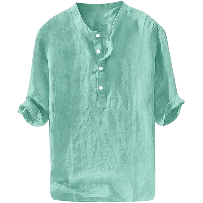 Men's Linen Cotton 3/4 Sleeve Henley T-Shirt
