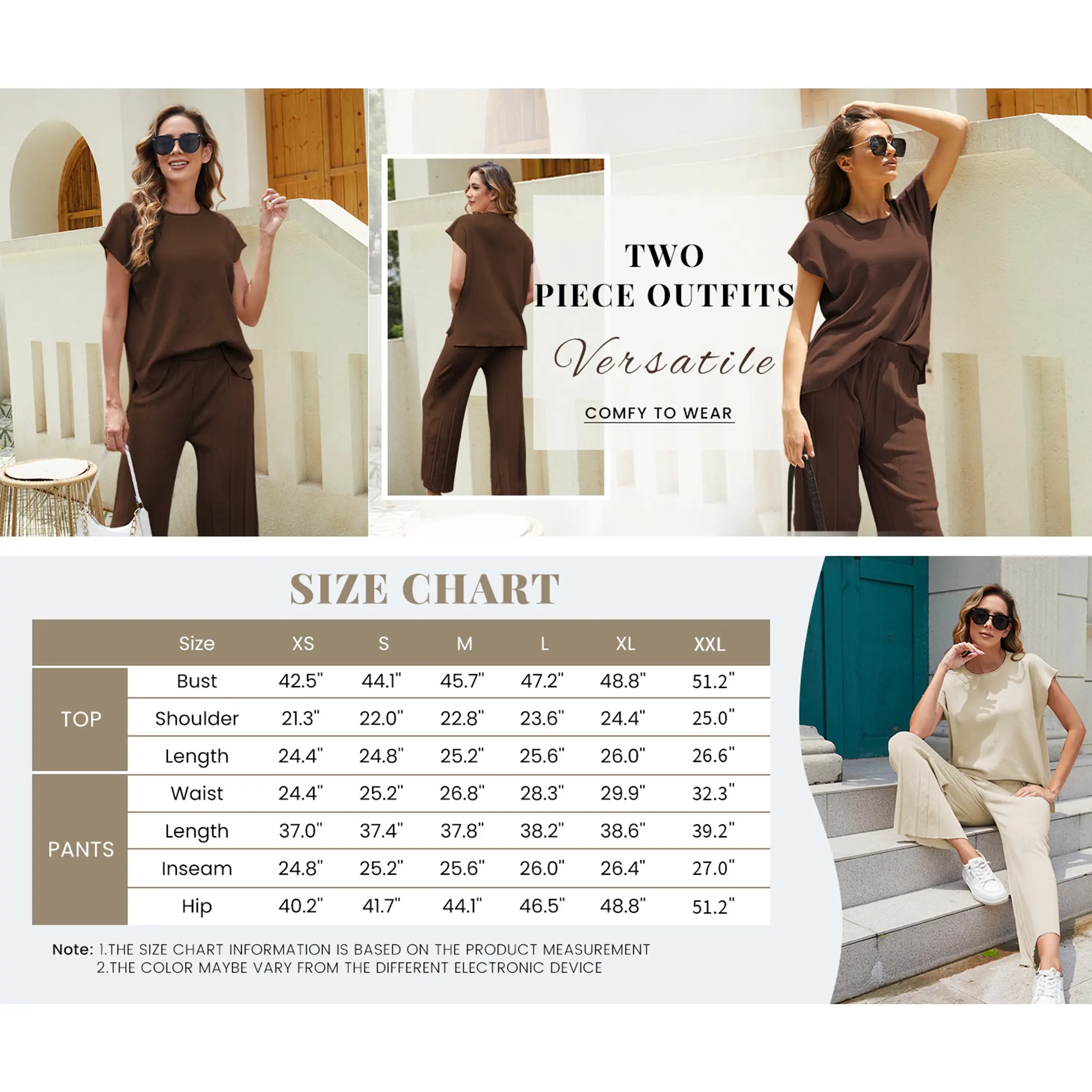 Lounge Sets for Women Two Piece Outfits Knit Cap Sleeve Tops Wide Leg Pleated Pants Casual Dressy Sweater Sets