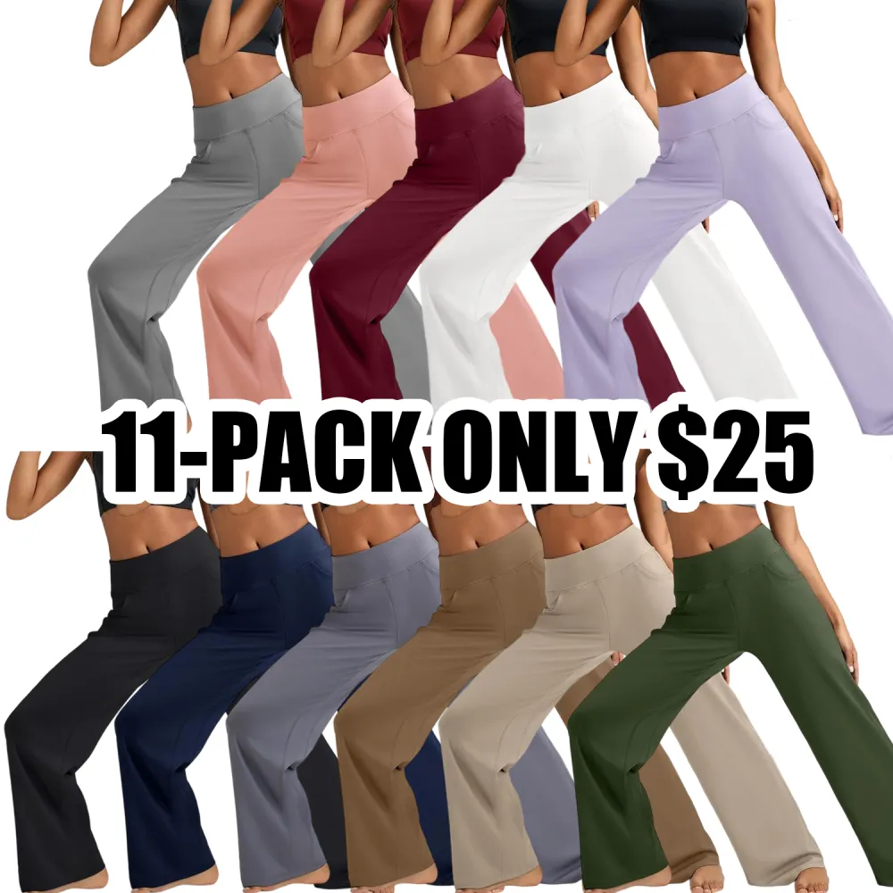 Women's High Waisted Wide Leg Yoga Pants – Comfy Lounge & Work Trousers with Pockets