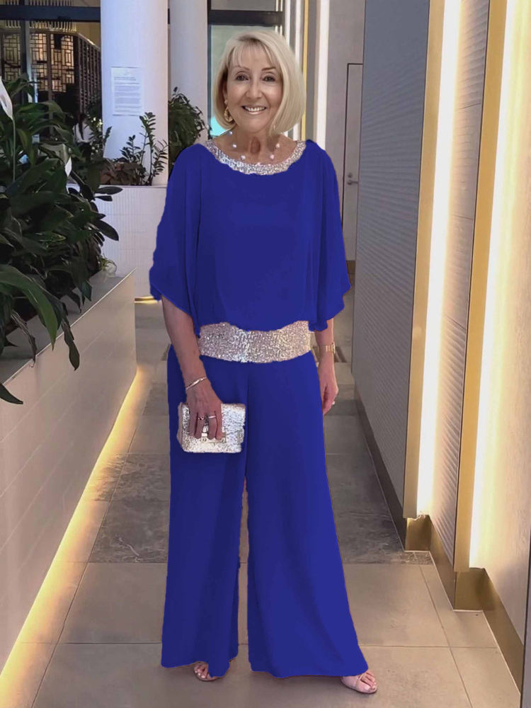 Plus Size Pink Sequin Spinning Tunic Suit 9c42