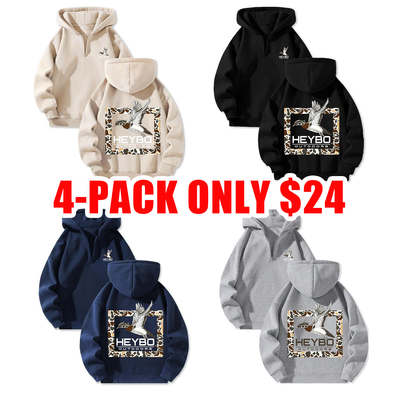 Men's Fleece-Lined Half Zip Hooded Sweatshirt