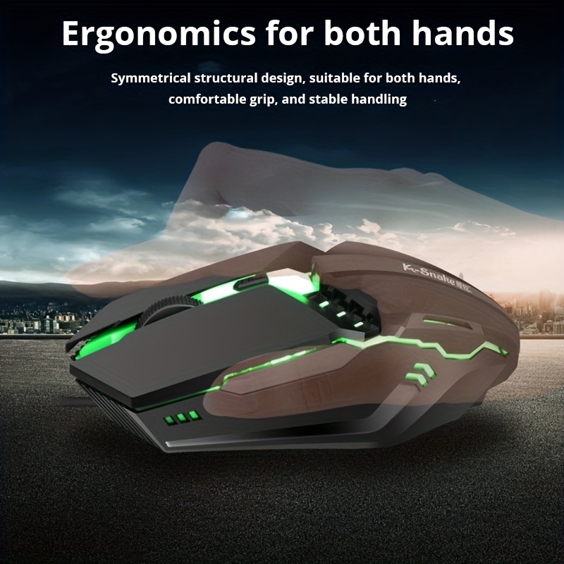 Ergonomic USB Gaming Mouse - RGB Streamer, Silent, Electronic Sports, Perfect for Laptop & Desktop