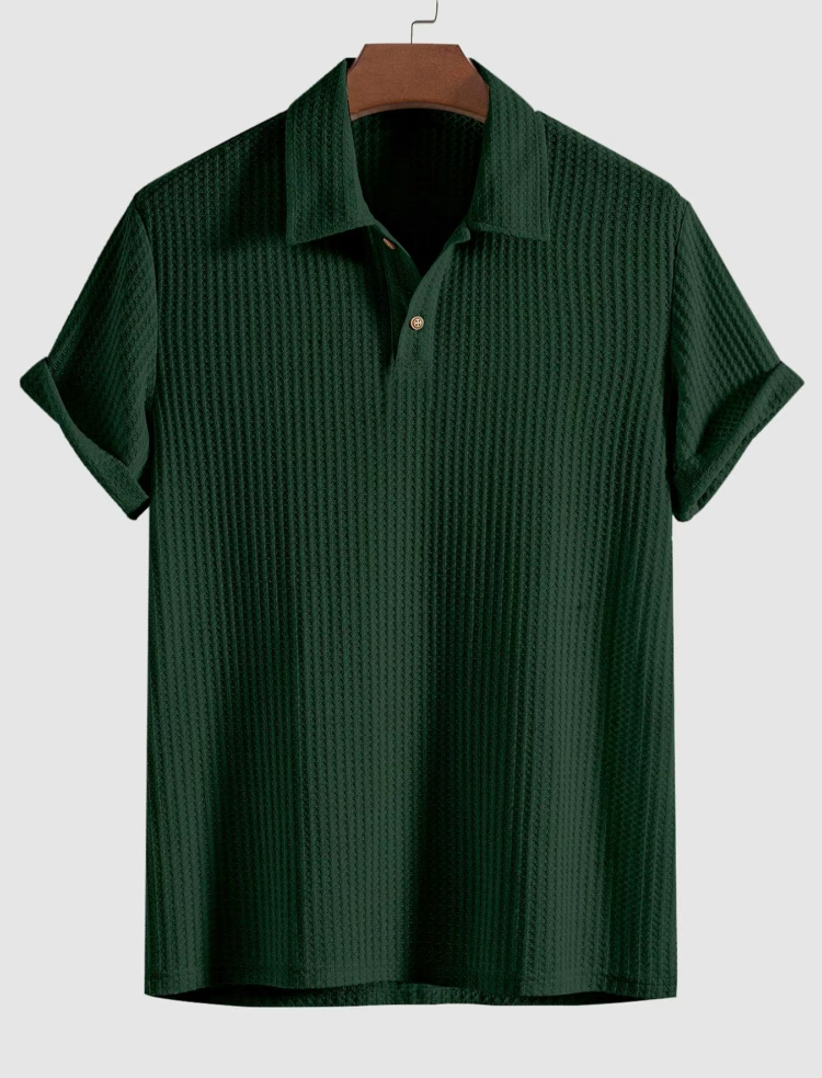 Men's Jacquard Knit Polo Shirt – Breathable, Stylish & Perfect for Summer