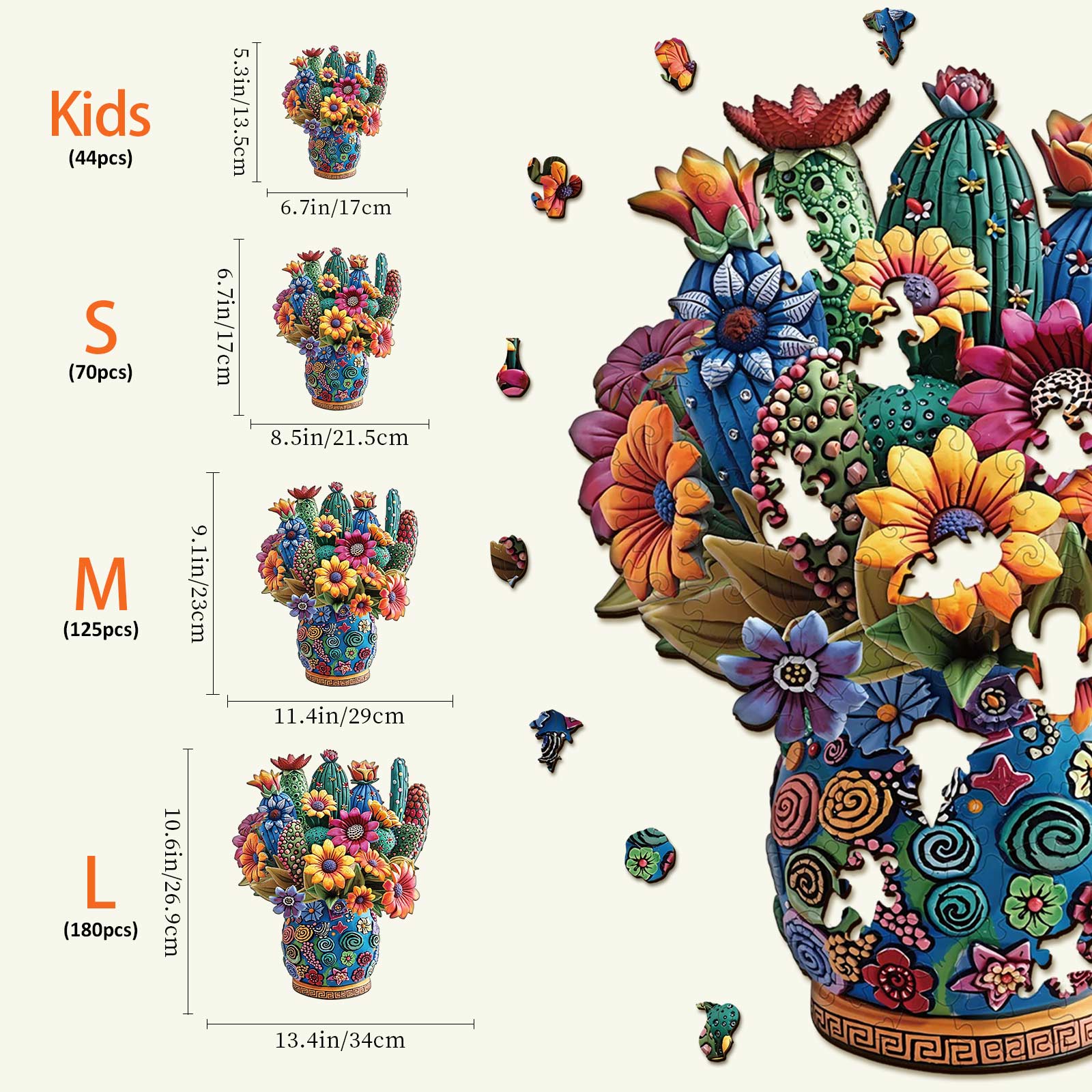 Blooming cactus Wooden Jigsaw Puzzle