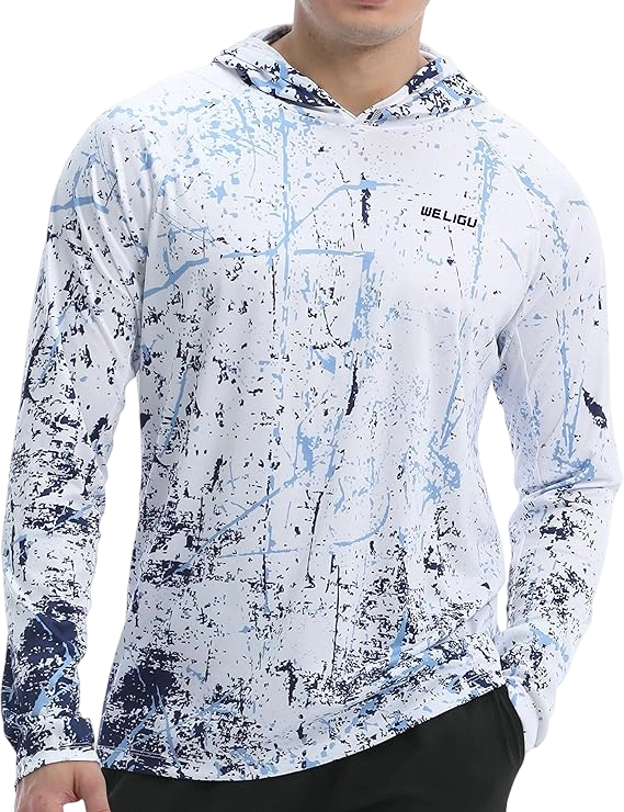 Men's UPF 50+ Sun Protection Hoodie Shirt Long Sleeve SPF Fishing Outdoor UV Hiking Lightweight Shirts