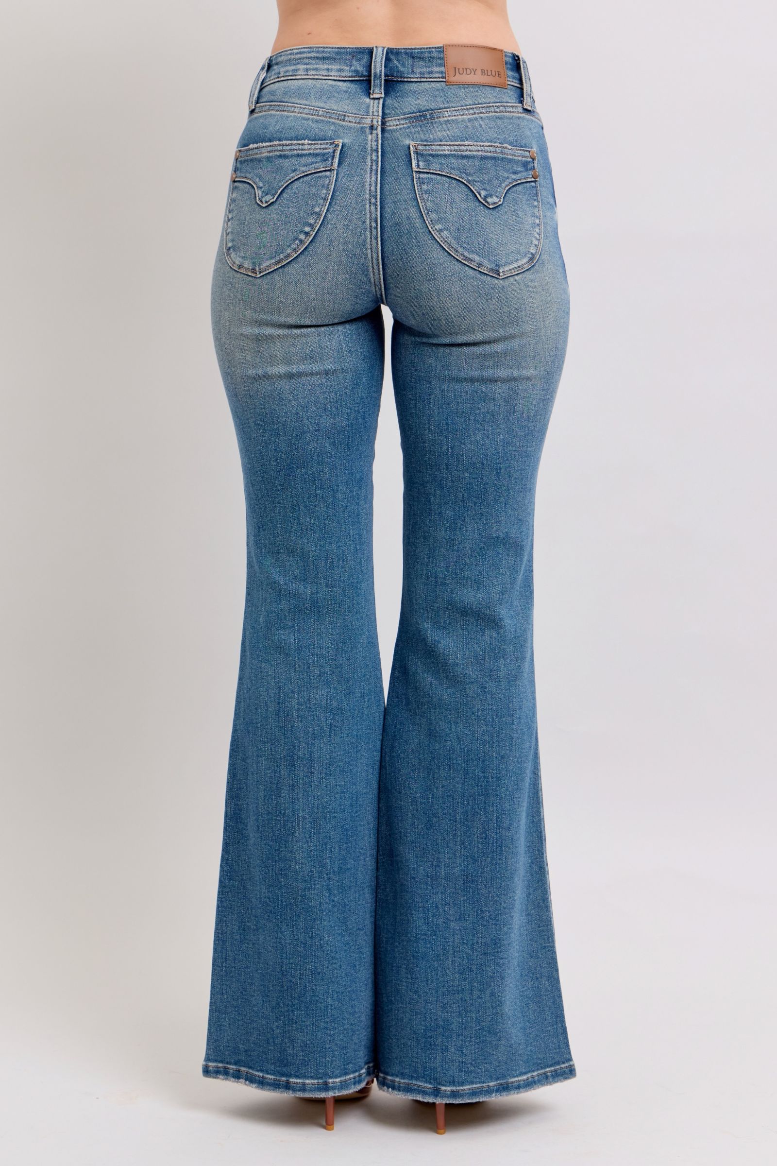 Blue Full Size Tummy Control Vintage Wash Jeans