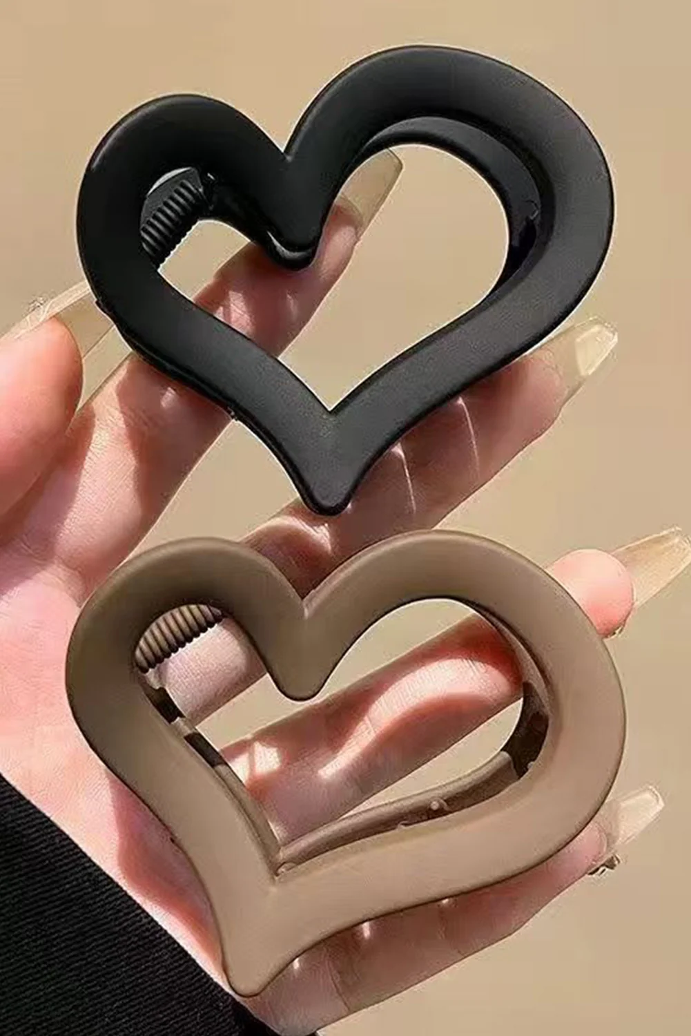 Black Cutout Heart Shape Frosted Small Hair Clip