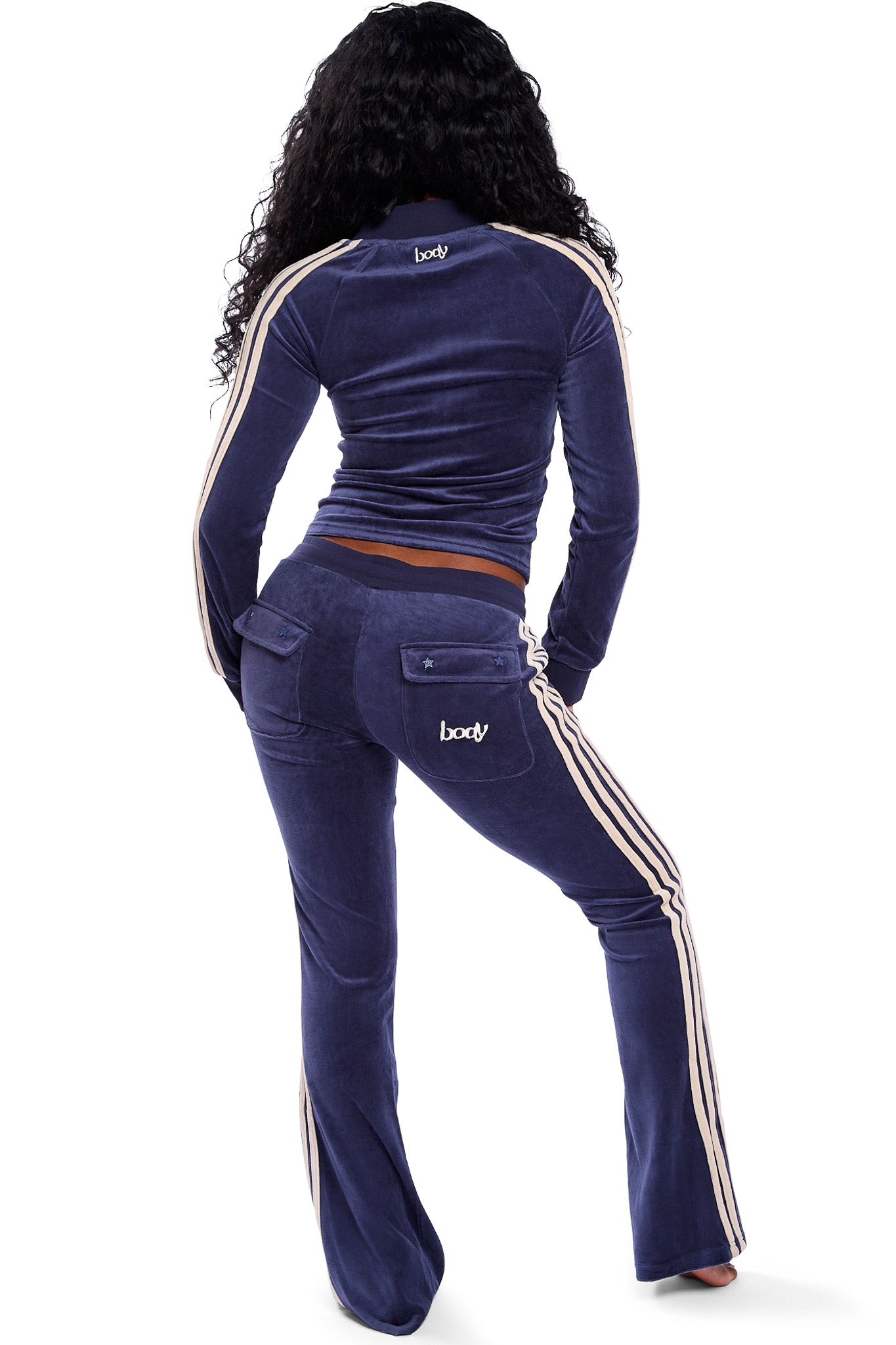 PRE-ORDER - BODY VELOUR TRACK PANTS (ROYAL BLUE/CREAM)