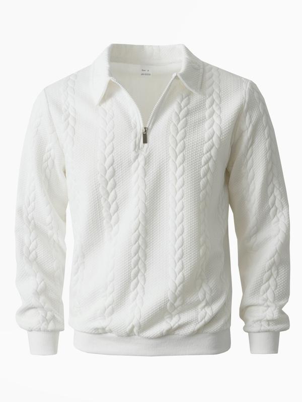 Men’s Knit Polo Neck Long Sleeve Sweatshirt – Fall & Winter Essential