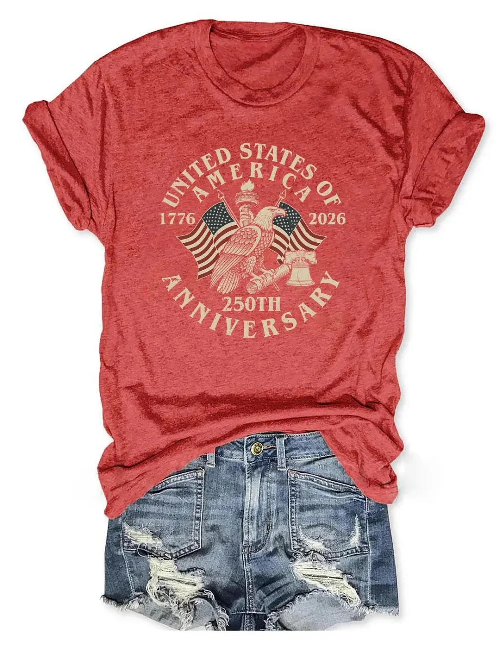 Women'S Retro American Independence Day 250Th Anniversary Edition Short Sleeve Printed T-Shirt