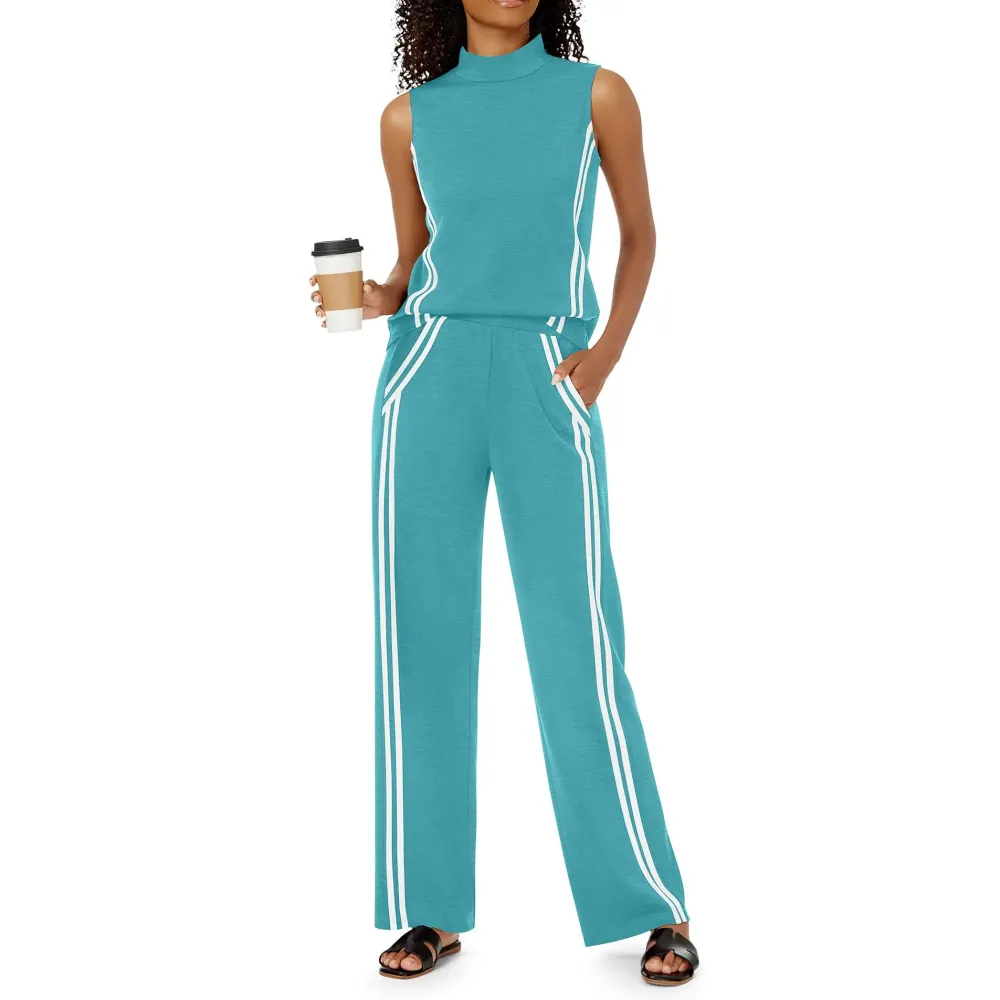 Women’s Mock Neck Tank & Wide Leg Pants Set