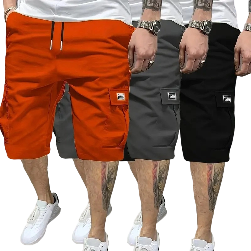 Men's Casual Shorts Set with Slanted Pockets