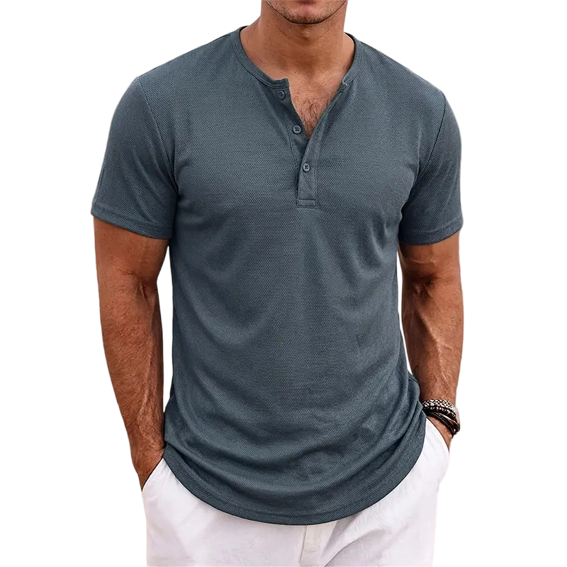 7-Pack Men's Casual Henley Shirt – Breathable, Comfortable & Stylish
