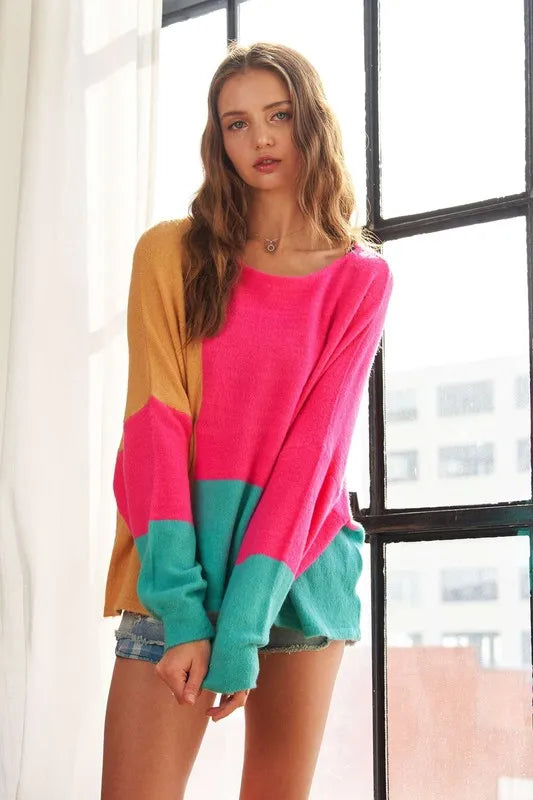 Loose Fit Colorblock Sweater