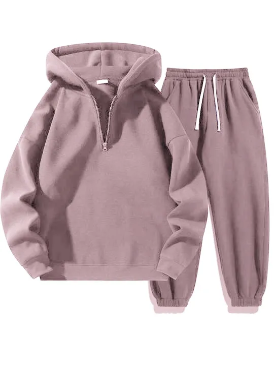 Unisex Zipper Hoodie & Sweatpants Set – Casual Fall Winter Outfit