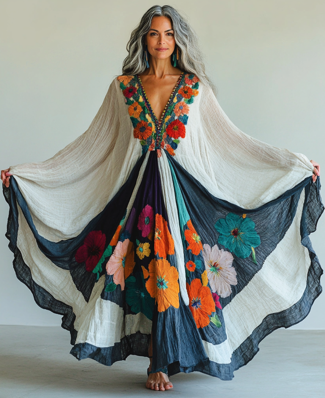 Spring loose color block swing dress bbd0