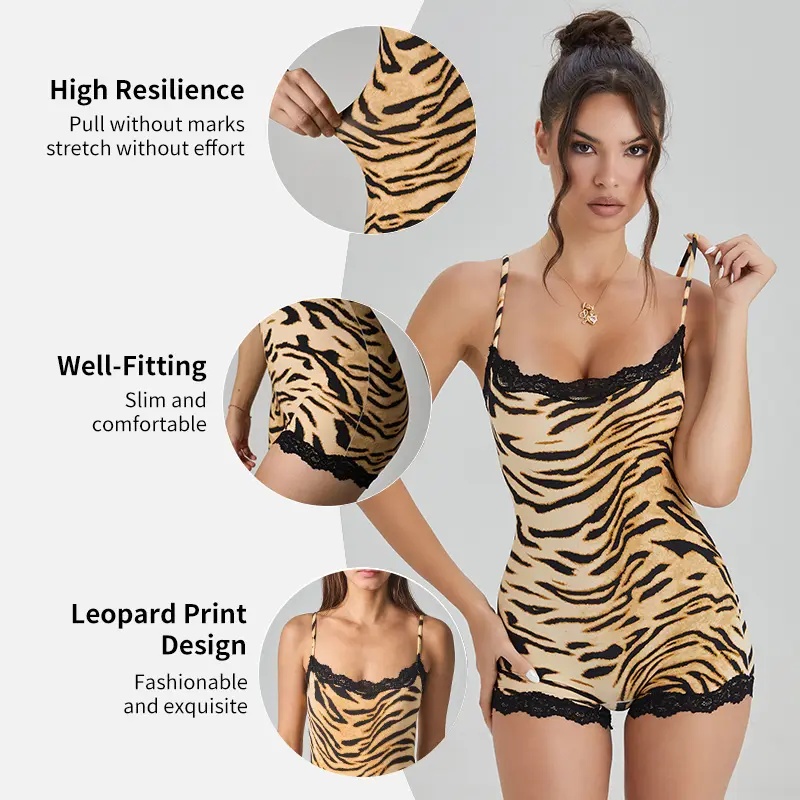 KatchMe Lace Series Women's Simple Style Spaghetti Strap Lace Trim Breathable Bodysuit