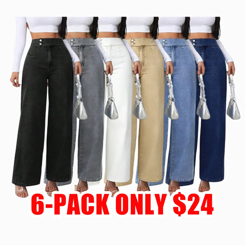 Women’s High Waist Wide Leg Jeans with Elastic Waist