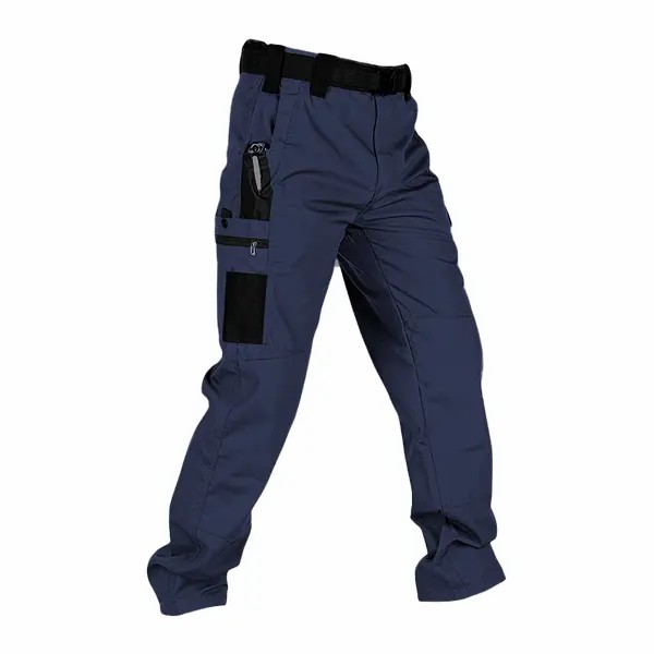 🔥Men's Solid Color Tactical Work Pants with Multiple Pockets and Zipper Closures
