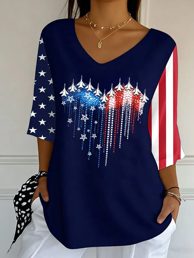 Women'S Independence Day 250Th Anniversary Printed Short Sleeves