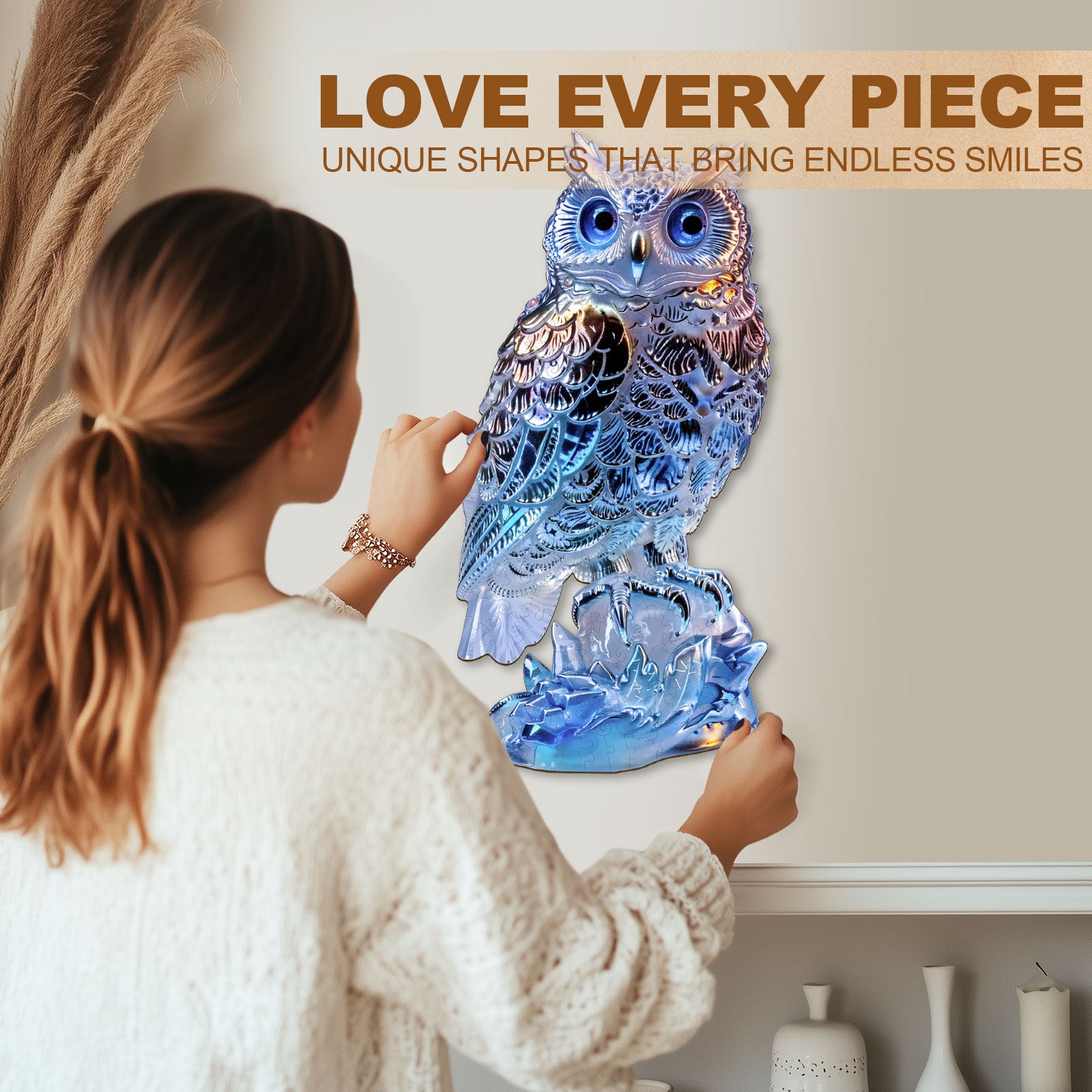 Neon Owl Wooden Jigsaw Puzzle