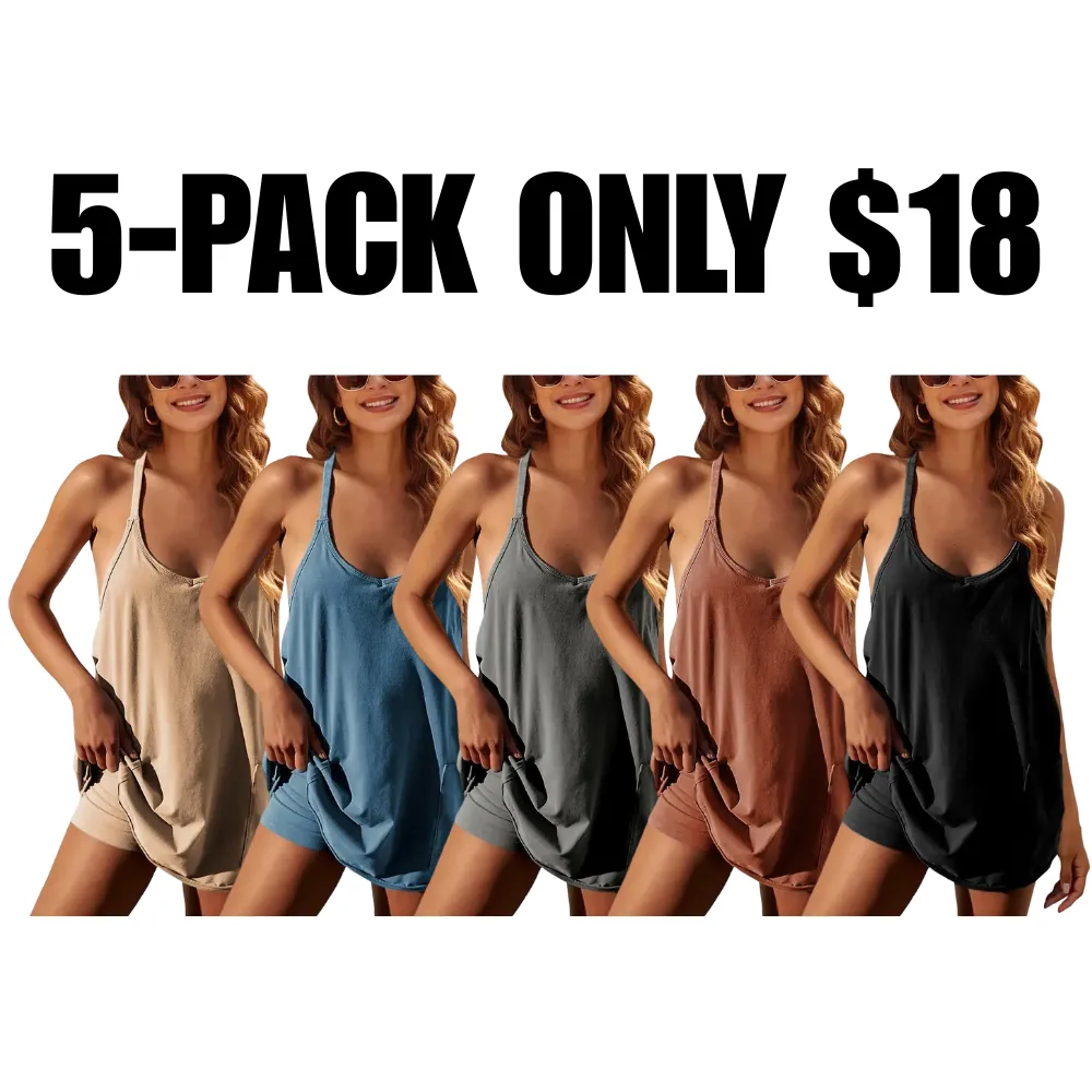 🔥Clearance sale, limited stock 🔥Women's Athletic Sleeveless Mini Dress with Built-in Shorts