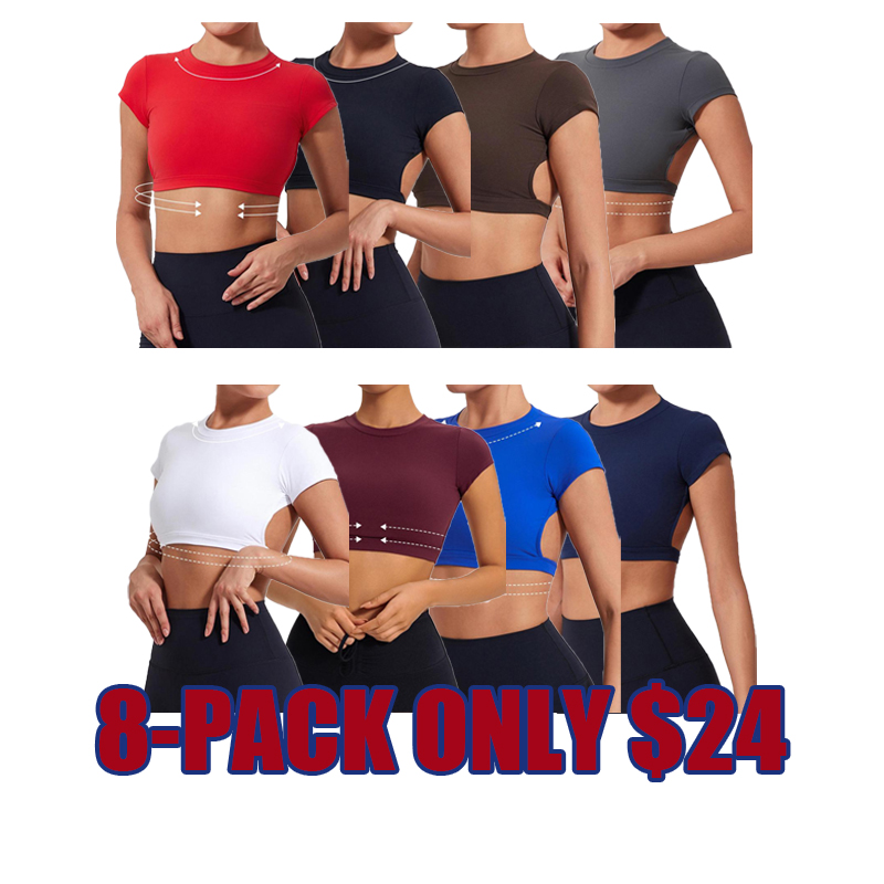 Women’s Backless Crop Gym Top — Short Sleeve Active Tee