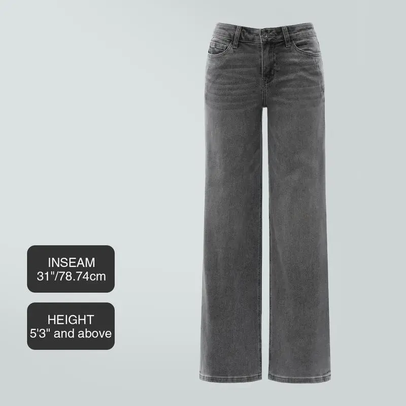 Women’s Relaxed Fit Stretch Denim Wide Leg Jeans