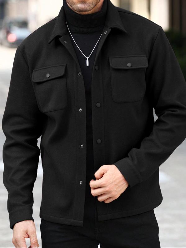Men’s Casual Button-Up Jacket – Long Sleeve Fall & Winter Outerwear