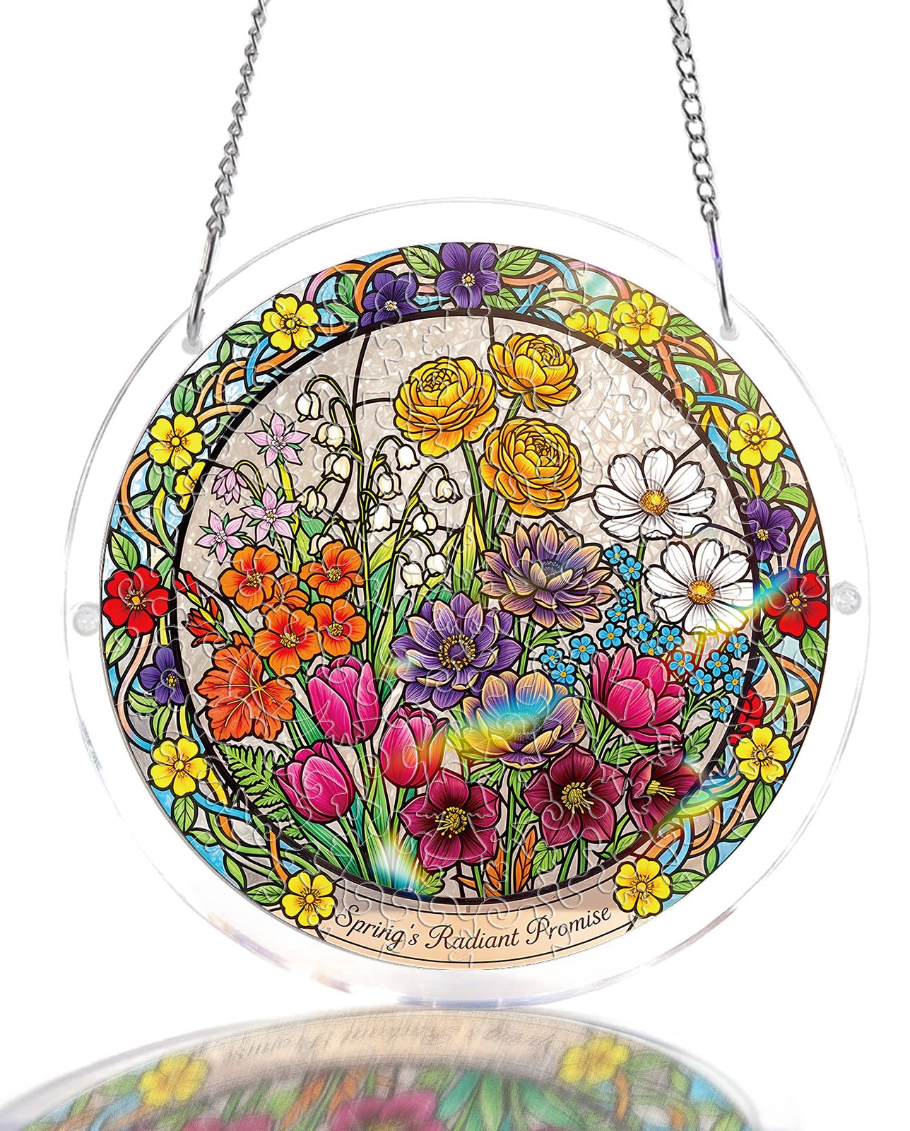 Acrylic Jigsaw Puzzle Suncatcher - Spring Blossoms