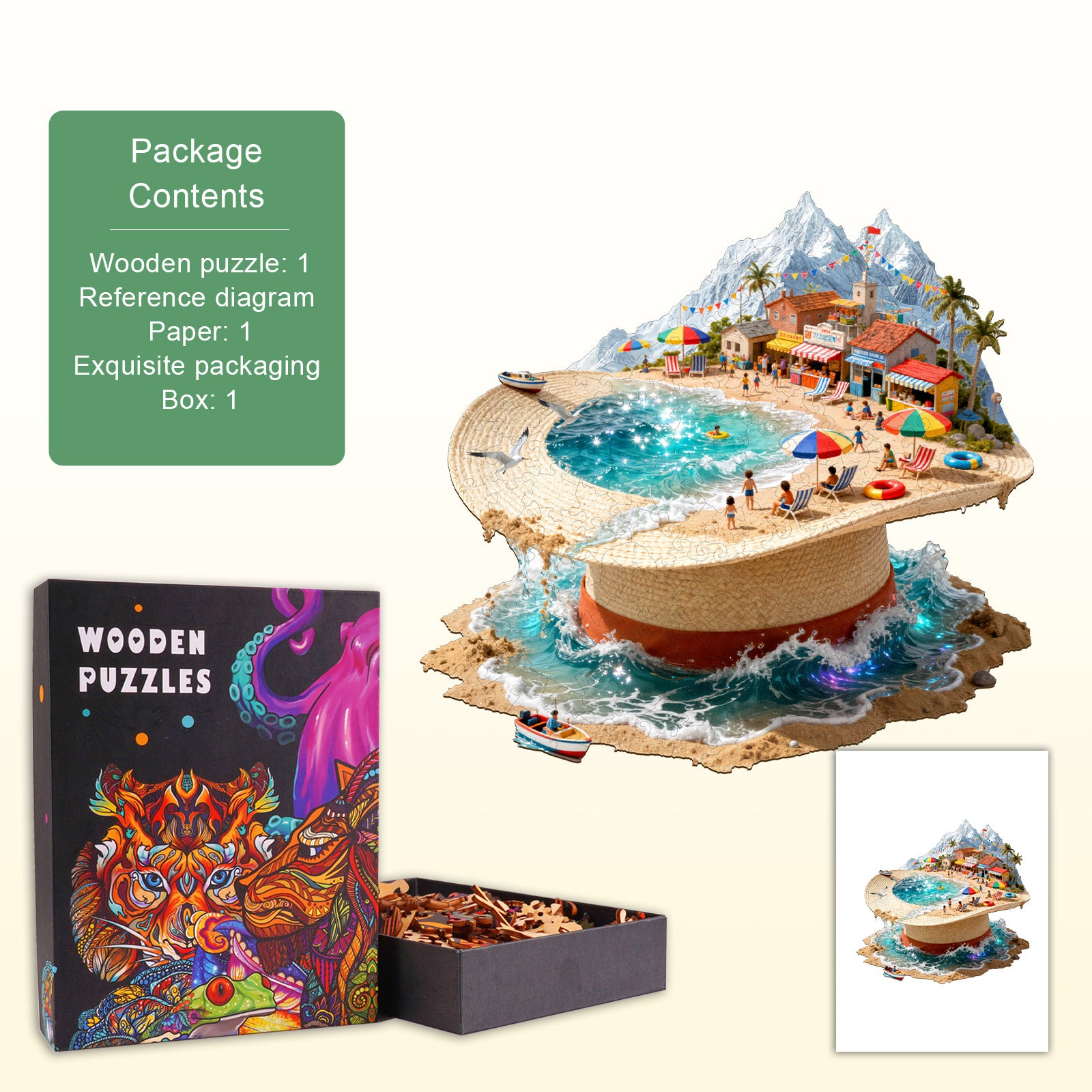 Straw Hat Shore Wooden Jigsaw Puzzle