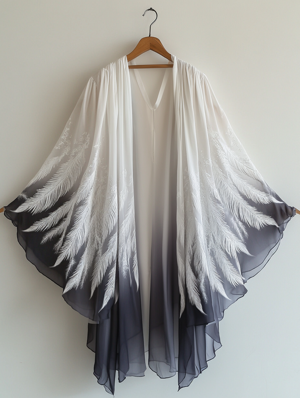 Summer original design elegant handmade feather kimono 6351