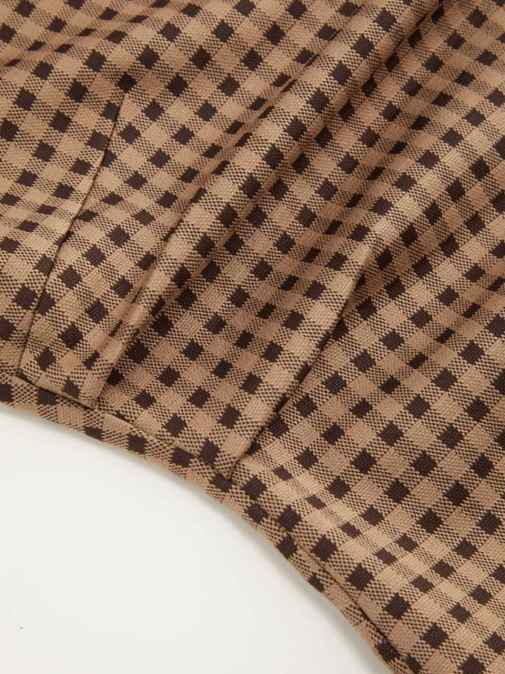 Boat Neck Gingham Bowknot Ruched Long Sleeve Top