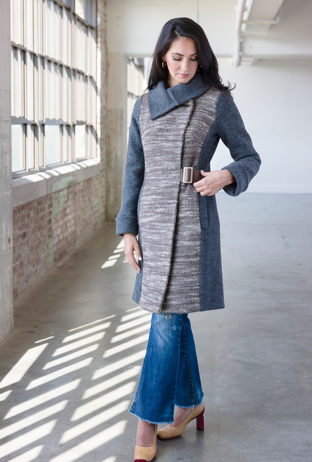 TAUPE HAZE COWL NECK COAT