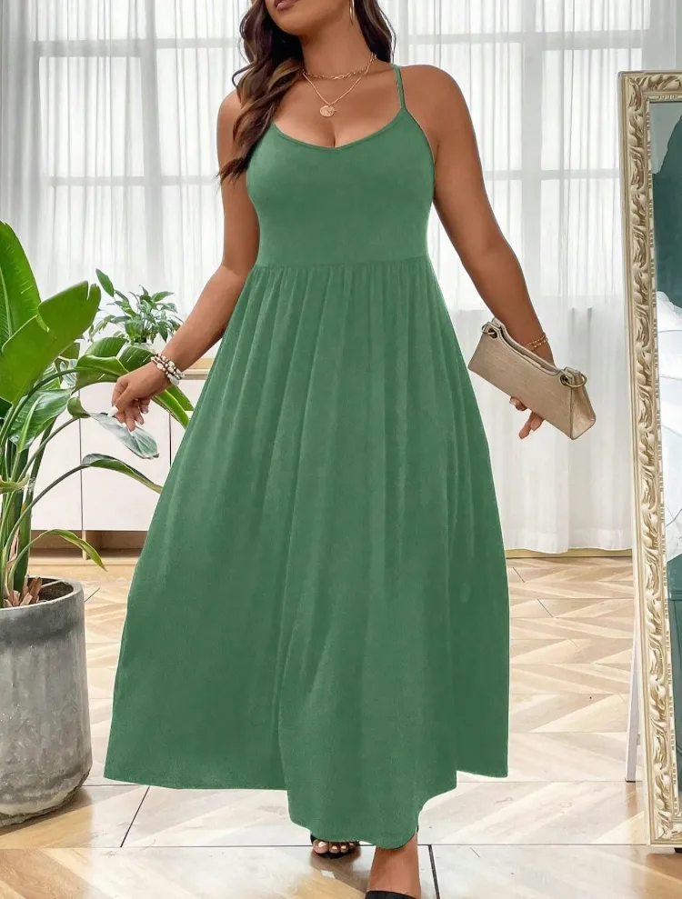 Plus Size Backless Cami Dress - Women's Sleeveless Summer Dress