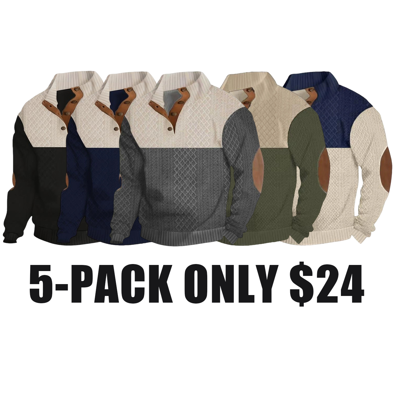 Men’s Colorblock Jacquard Sweatshirt – Casual Sports Pullover for Fall & Winter