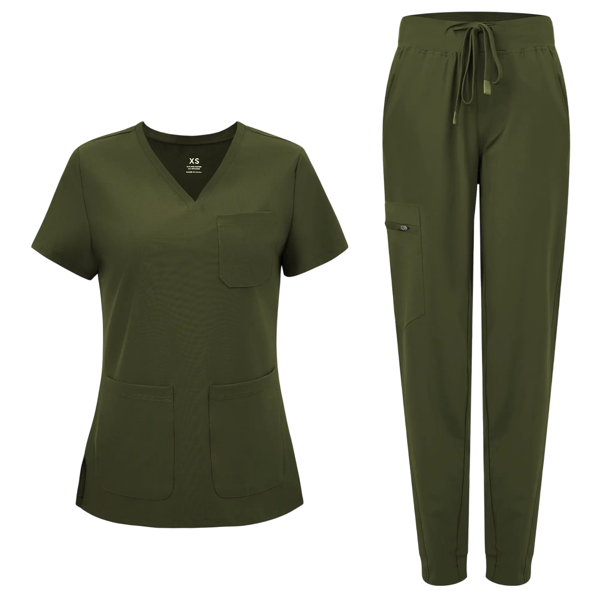 Medical Scrubs for Women Clara Air Set - Curved V-Neck Scrub Top & Jogger Pants with 8 Pockets