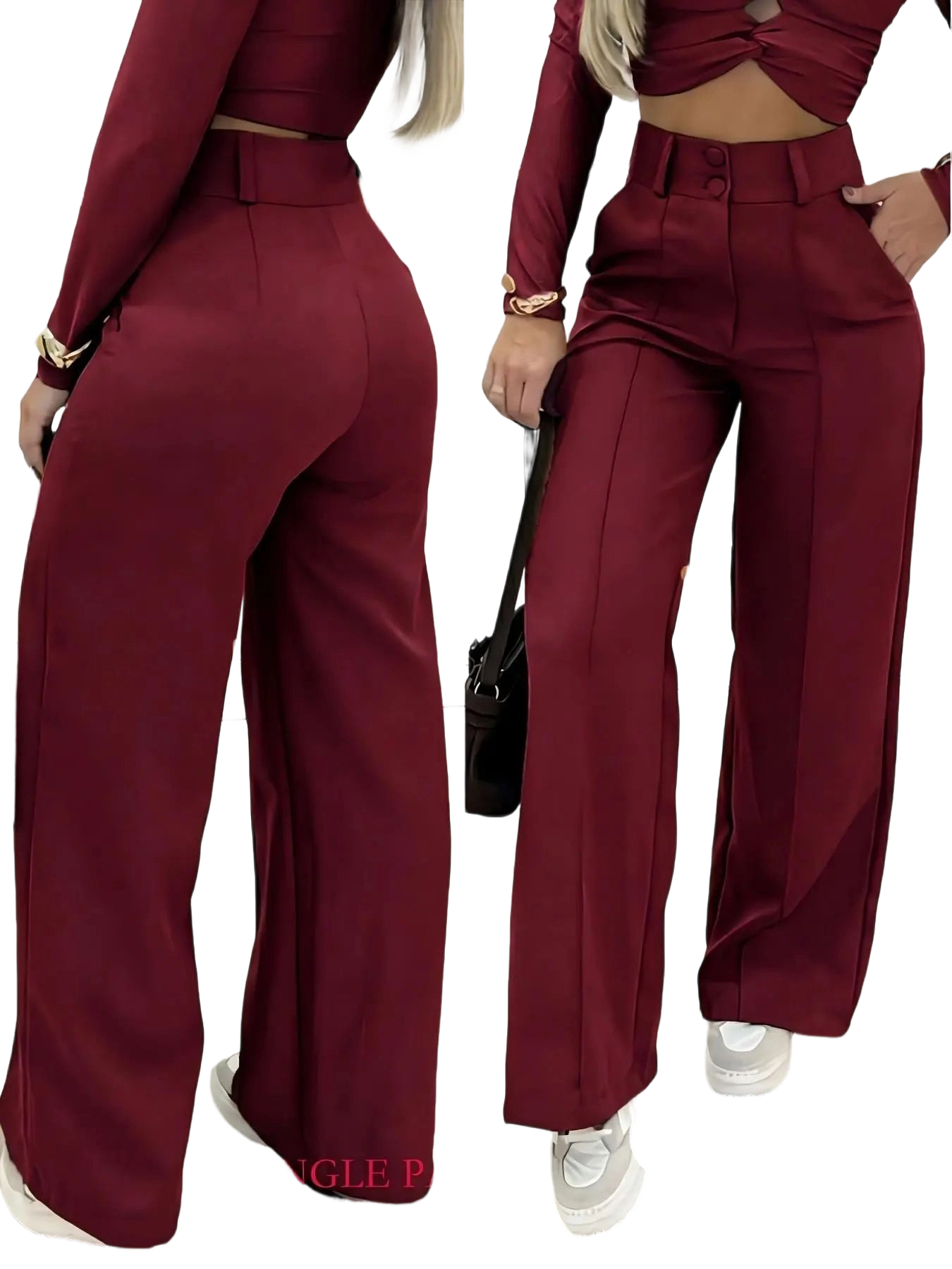 Simple double-breasted wide trousers