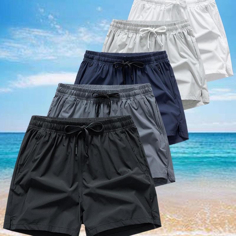 Men’s Breathable Drawstring Shorts with Zipper Pockets