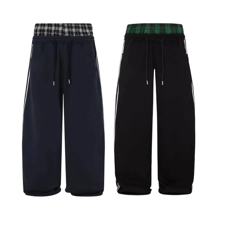 Unisex Plaid Patchwork Sweatpants