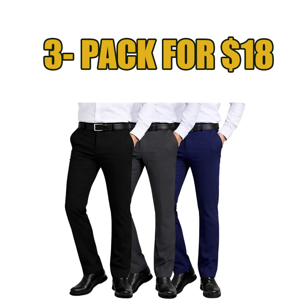 7-Pack Men’s Flex Stretch Slim Fit Dress Pants – Comfort & Style for Every Occasion