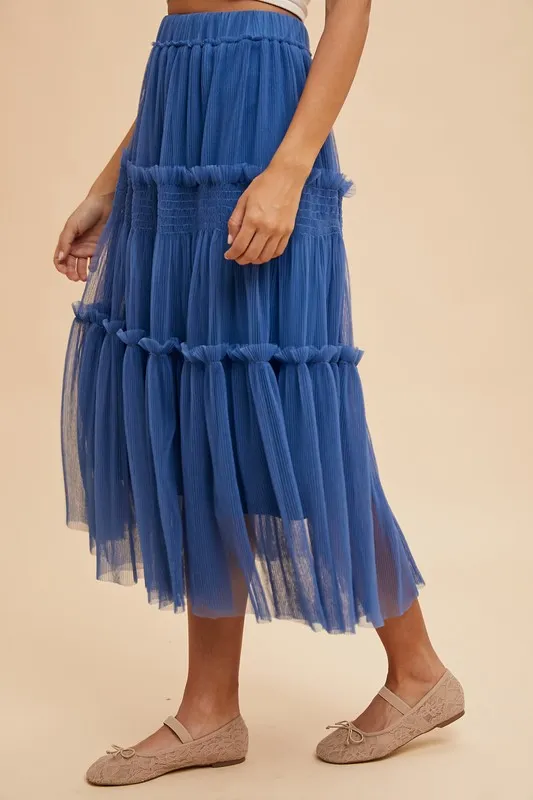 Tulle Tiered Midi Skirt